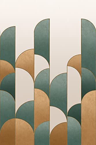 Rasch Tapeten 552171 - Fototapete mit geometrischem Motiv vor Cremefarbenem Hintergrund mit ebener Struktur - 3,00 m x 2,00 m (L x B)