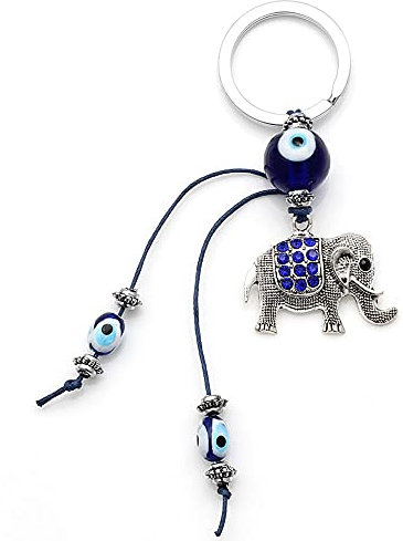 HEYU Porte-clés en forme d'éléphant en forme d'éléphant en cristal avec pendentif en alliage d'argent brillant