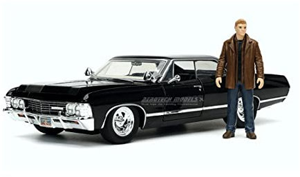 Jada 32250 Supernatural 1967 Impala SS Sport Limousine mit Dean Winchester Figur Maßstab 1:24 Druckguss Modellauto
