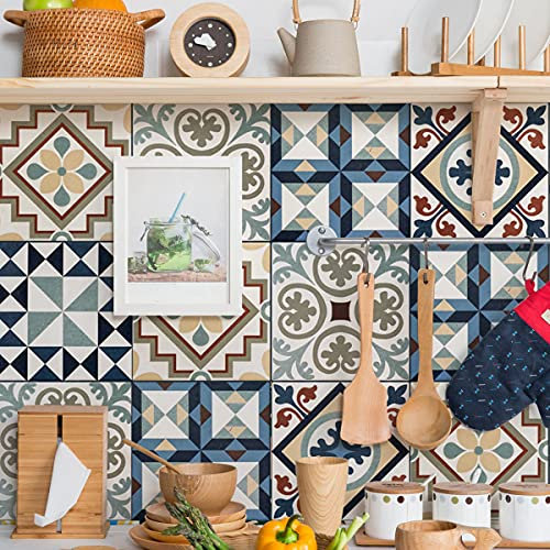 Buer Homie Vinilos Para Cubrir Azulejos De BañO, Pegatina Azulejos Cocina, Baldosas Adhesivas Cocina, Vinilo Decorativo Para BañOs (Amarillo-Azul 20pcs 20 * 20cm)