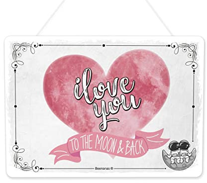 I Love You to the Moon and Back Door Sign Wall Plaque (Medium)