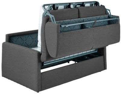 Vente-unique Schlafsofa 4-Sitzer - Liegefläche mit Lattenrost mit Breiten Latten: 160 cm - Matratze: 14 cm - Stoff - Grau - CALIFE