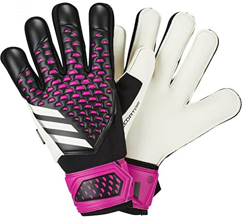 adidas Unisex Goalkeeper Gloves (Fingersave) Pred Gl MTC Fs, Black/White/Team Shock Pink, HN3340, Size 8