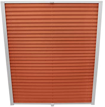 Dachfenster Plissee zum Bohren passend für Velux Fenster Plisseerollo Faltrollo verspannt Zubehör Orange M08 - B: 61,4cm x H: 116cm
