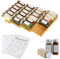 KitHero Spice Drawer Organizer with 20 Spice Jars,216 Labels,25 Non-slip Rubber, Bamboo 4 Tier Seasoning Rack Tray Insert for Kitchen Drawers,Cabinets,Countertop,11 Wide x 15.8 Deep