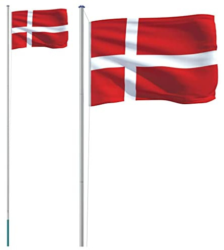 Bussandri Exclusive - Flagge Dänemarks mit Mast 6,23 m Aluminium