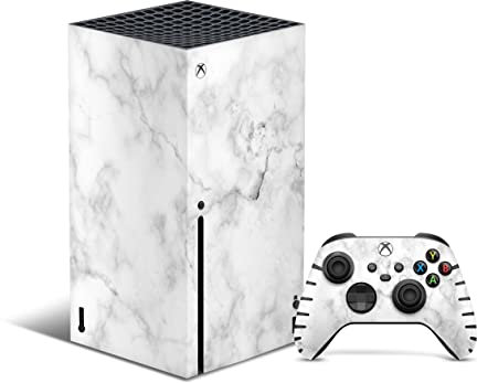 Skins4u Skin Design Schutz Folie Vinyl Aufkleber Sticker kompatibel mit Xbox Series X Gaming Wrap Faceplate Skins Cover Konsole + Controller Skin marmor-Weiss