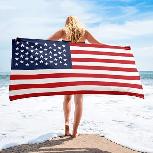 CTQTZ Amerikanische Flagge Strandtuch & Badetuch 100x200cm Mikrofaser Strand-Handtuch & Bade-Handtuch
