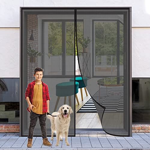 Tenda per Porta Magnetica 230 x 240 cm, Schermo per Zanzare Magnetico Zanzariera Magnetica per Porte Battenti Chiusura Automatica per Porte Finestre Balcone, Nero