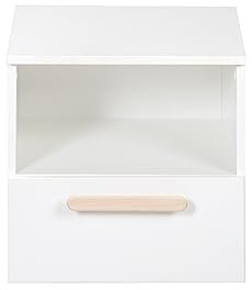 roba Nachttisch 'Clara', 1 Schublade, 1 offenes Fach, weiß, Griff aus Buche Echtholz, für Kinder- und Jugendzimmer