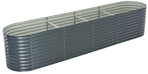 BULANED Garten-Hochbeet, Hochbeete Für Garten, Blumenkasten Balkon, Kräutertopf, Kräuterbeet, Pflanzkasten, Erdbeerturm, Gemüsebeet, 400 x 80 x 81 cm Verzinkter Stahl Grau