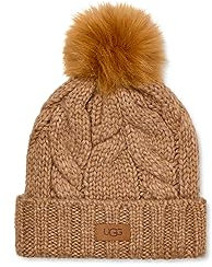 UGG Damen Cable Beanie mit Bommel, CAMEL, Einheitsgröße