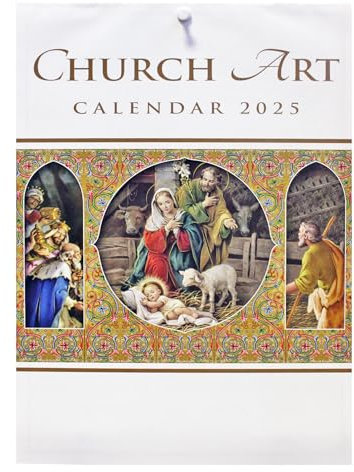 Kalender 2024 Religiöse Kirche Kunst Wandkalender mit Bibelversen und Illustrationen 7209