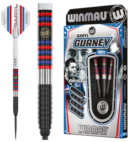 WINMAU Darts - Daryl Gurney 85% Pro-Series 25g Professional Dart-Set mit Dart-Flüge und Dart-Schäften