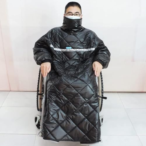 SHENJIA Waterproof Windproof Winter Wheelchair Full Body Warm Blanket - Adult Size, Wearable Cosy Cover with Sleeves, Ideal Rain Cover for Wheelchair Users