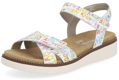 Remonte Damen Riemchensandalen D2049, Frauen Sandalen,lose Einlage,Sandaletten,Sommersandalen,bequem,flach,Sommerschuhe,Weiss Kombi (81),38 EU