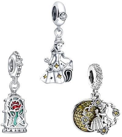 RMMY Charm Anhänger S925 Sterling Silber Mouse Princess Rose Beast Bracelet Bead für Europäische Armbänder Halskette Mother's Day Schmuck Geschenk Christmas für Damen Herren