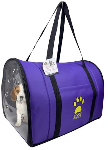EVE Textile Hunde Tragetasche | Katzen Tragetasche | Hundetasche | Katzentasche | Hunde Handtasche | Katzen Handtasche | Handtasche für Hunde und Katzen | Atmungsaktive Tasche | 47x30x30 cm (Lila)