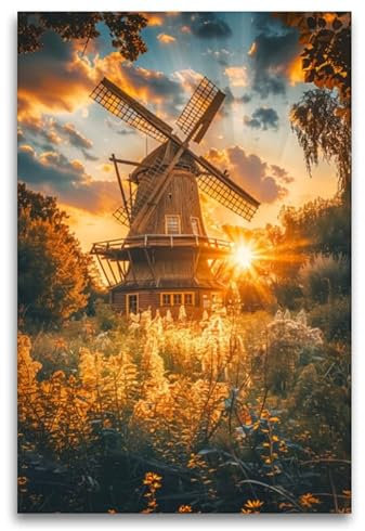 Leinwand · Windmühlen im Abendrot, malen Geschichten, vergessen nie im Tod