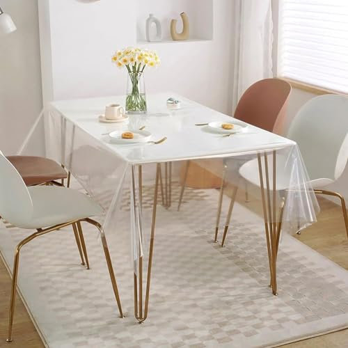 DANNEEFORSU7 Tischfolie Durchsichtig, Tischdecke Klarsicht Tischdecke Transparent, Meterware 0,18 mm Stark, Wasserdicht Abwaschbar PVC Folie Fettdicht Tischschutzfolie Pflegeleich (140 * 200cm)