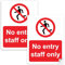 SAFESIGN (2 Pack) No Entry Staff Only Vinyl Sign Stickers 200 X 150mm - Staff Only/Authorised/Keep Out/Beyond this point Conforms to EN ISO 7010:2012