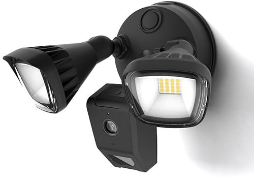 Wire-free Floodlight Camera with Motion Detection, Real-time Alerts, Bright Led Lights - Weatherproof Outdoor Security Camera, Wide Angle, Black