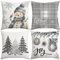 Miaikoe Weihnachtskissenbezüge 50x50 cm Set von 4, Dekorative Bauernhaus Schneemann Freude Glauben Weihnachtsbaum graue Kissenbezüge für Winter Holiday Home Decor Dekoration