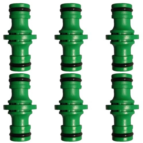 SGERUFZ 6 pezzi connettore tubo a doppia spina, raccordo tubo da giardino per lavaggio auto e connettore tubo da giardino (verde)