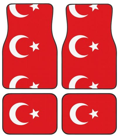 Flagge der Türkei Universal Auto Fußmatten Vierteiliges Set - Crystal Velvet Auto Innenraum - Komplette Abdeckung vorne und hinten