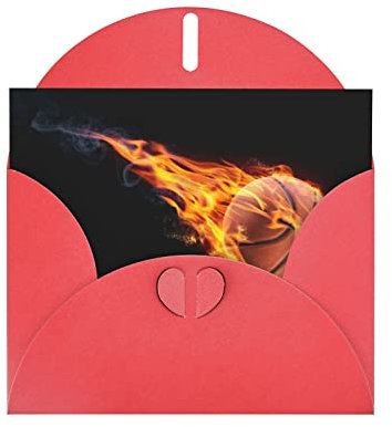 Basketball On Fire Pearl Paper Holiday Grußkarte (horizontal) Dankeskarte Einladungskarte Blanko Grußkarte