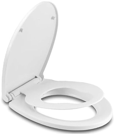 Anikees, Toilet Seat, Round, White, Dual Family Toilet Seat with Quick-Release - Easy-Clean Design for Adults and Kids - Strong, Long-Lasting, and Easy to Install