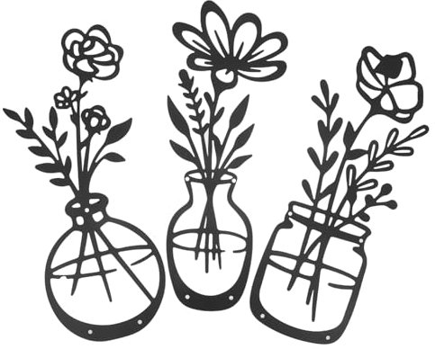 PRETYZOOM 3st Dekorative Vase Wohnzimmer-wanddekoration Dekoratives Wandkunstdekor Wanddekoration Für Die Küche Hängende Blumenvase Wanddekoration Metallvase Als Wanddeko Black Eisen