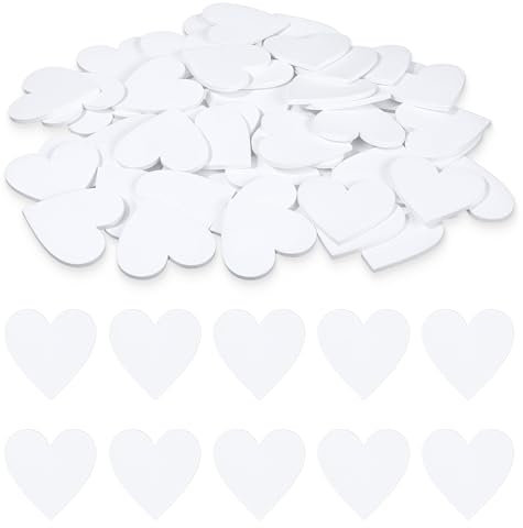 Bewudy 120 Stück Weiße Holzherzen zum Basteln, Holz Streuschmuck als Tischdekoration Streudeko Holz Konfetti Holzherz Deko für Hochzeit Valentinstag Geburtstag Party Kartenherstellung DIY Handwerk(4cm