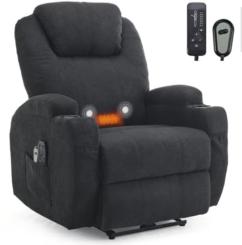 LEADZM Fauteuil électrique, Fauteuil Relax électrique, avec Fonction Massage Chauffage Réglage,Télécommande d'inclinaison Relaxant avec Repose-Pied capacité de Charge 160kg