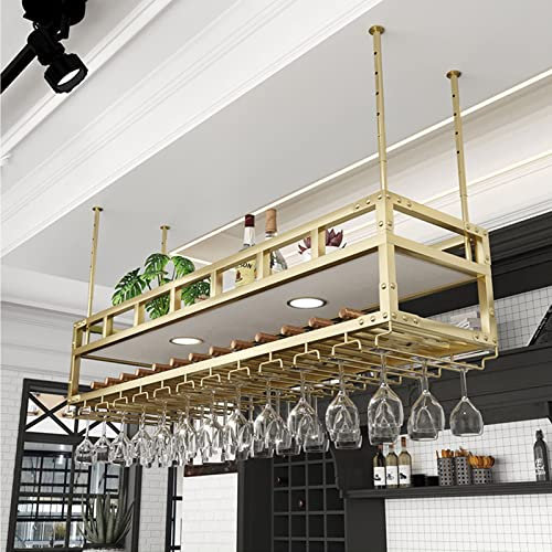 Innovatives Weinregal Deckenaufhängung Pflanzenregal mit Überkopfgaragenaufbewahrung für Weinflaschen und Gläser