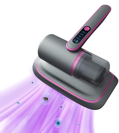 Aspirapolvere portatile per materassi,aspirapolvere materasso antiacaro,Aspirapolvere Materassi con Luce UV-C, Aspiratore Battimaterasso,Aspirabriciole Senza Fili,Aspirapolvere per Acari (Viola)