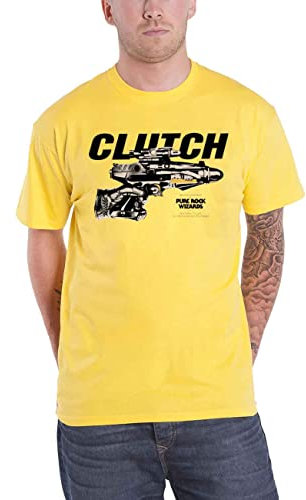Clutch T Shirt Pure Rock Wizards Band Logo Nue offiziell Herren Gelb S