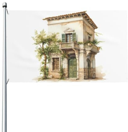 Drapeau antique avec branche d'olivier romaine et imprimé grec 91 x 152 cm pour extérieur, jardin, terrasse, décoration intérieure, drapeaux de vacances toutes saisons