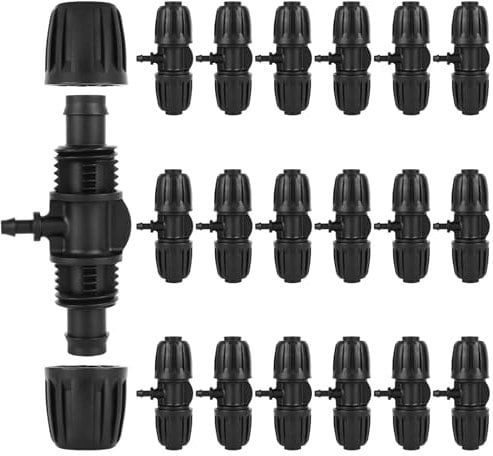 NVGVUP 18 Stück Gartenbewässerung Barbed Tee T-Anschluss mit Widerhaken, Micro Drip T-Stück Wasser Divider, 1/2 Zoll bis 1/4 Zoll Bewässerungsrohr