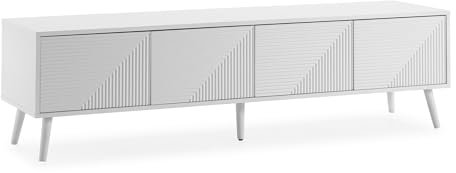 HOMN LIVING Mueble TV Telmo 4 Puertas Color Blanco, 160 cm (Ancho) 40 cm (Profundo) 45 cm (Altura)