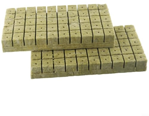 Rockwool-Cubes Garden Rock Wool Stonewool Grow Cubes Starter-Plugs, for Cuttings, Cloning, Plant Propagation, Seed-Starting-Hydroponic Grow Media Growing Medium (100pcs)