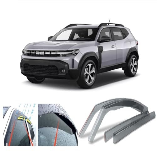 AC WOW 4 x Windabweiser für Dacia DUSTER III 2023 2024 2025 2026 Acrylglas Seitentür Fenster Wetterschutz Regenschutz
