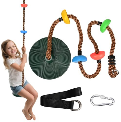 Balançoire en Corde d'escalade pour Enfants,portique d'escalade extérieur, balançoire d'extérieur pour Enfants avec Plate-Forme,balançoire à Disque d'arbre,capacité de Charge jusqu'à Environ 200 kg