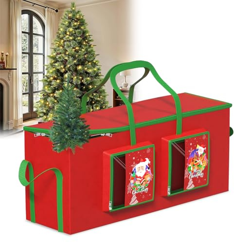BrightArk 274CM Waterproof Christmas Tree Storage Bag 600D Fits Maximum to 9Ft Disassembled Xmas Tree with Two Large Pocket,Christmas Tree Decoration Storage Bag with Durable Reinforced Handles&Zipper