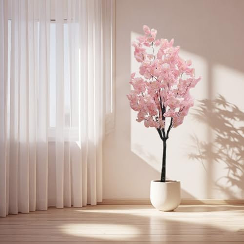 DanLink Kunstpflanze KirschblüTenbaum, 150 cm Hoch Kunstbaum mit Blü in Rosa, Ten Topfbaum Pflanze Kunstbaum KirschblüTe Zimmerpflanze für Zuhause, Hochzeit, Party, Garten, BüRo Dekoration