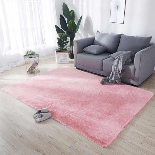 Tappeto shaggy moderno a pelo spesso 3 cm, morbido tappeto rosa per soggiorno, camera da letto, camera dei bambini, uso interno/esterno, 200 x 400 cm, accogliente tappeto decorativo per la casa