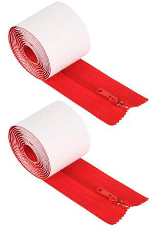 JISADER 2 Roll Double Zipper Door Protector for Indoor Outdoor Sheeting Tarp Screen, Red