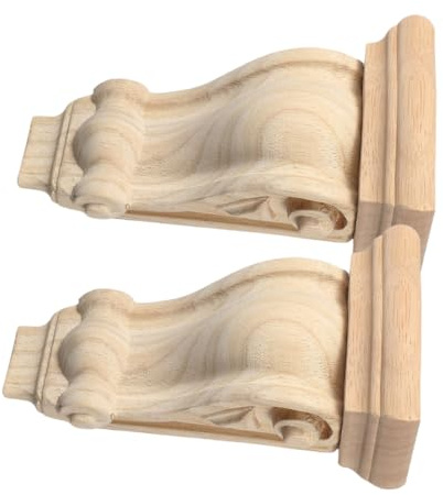 VILLCASE 2pcs Hand-carved Decorative Wood Corbels Solid Wood Construction Classic European Style Wooden Corner Embellishments for Doorway Fireplace Mantel Easy Installation