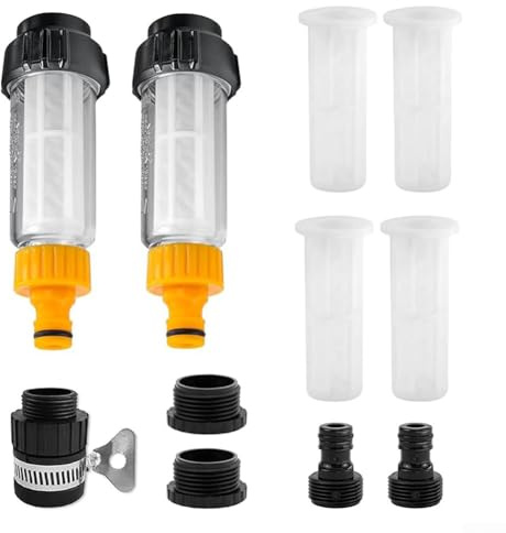 YUETTYY 3/10.2 cm Wasserfilter Gartenschlauch, Füllfilter Set, Wasserfilter Gartenschlauch für Hochdruckreiniger Einlässe, Wasserhähne, Standard Gartenschläuche, für Wohnmobil, Gartenpumpe