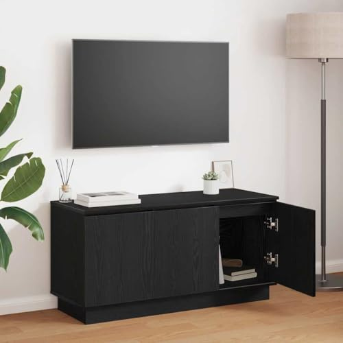 Mimdixy Wohnzimmerschrank TV Eckschrank,TV-Schrank mit LED Schwarz Eichen-Optik 100 x 38 x 49 cm